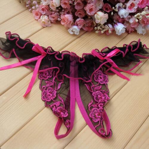 Tangas Women Sexy Lingerie Low Waist Lace Thong Panty G String Transparent Panties Crotchless Sexy Femme Underwear Culotte