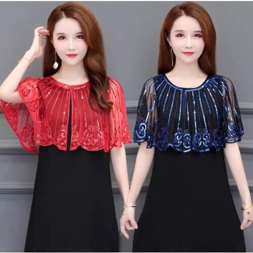 Womens Vintage 1920s Shawl Beaded Sequin Bolero Flappe New Sequined Net Yarn All-Match High-End Hollow Fashion 4930