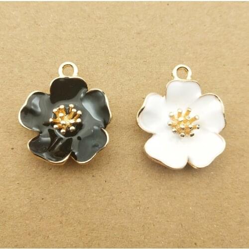 10pcs 20x24mm enamel flower charm for jewelry making and crafting fashion earring charm necklace bracelet charms