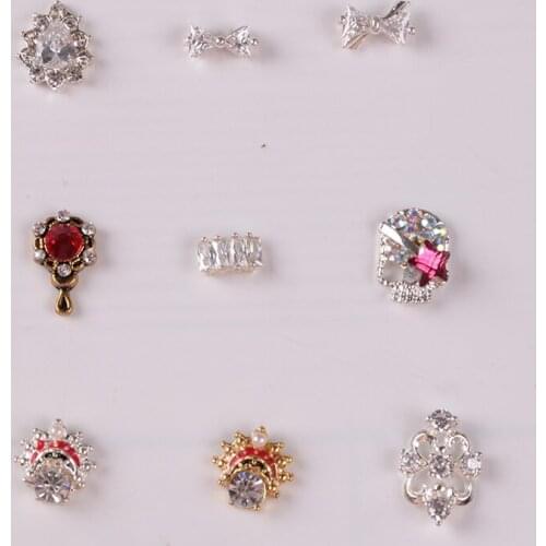 10pcs/lot Rhinestone Diamond Nail Studs Cool Skull Nail Art Zircon Strass Nail Art Crystal ER010