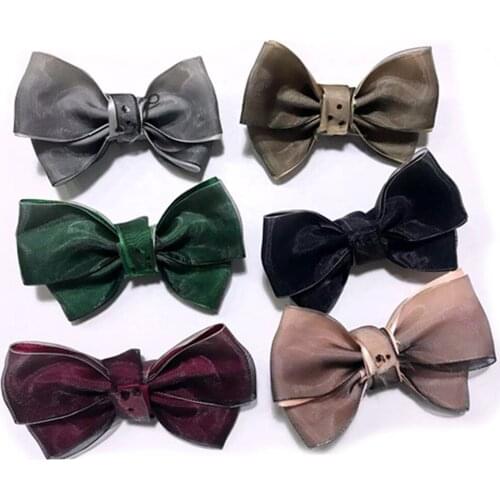 2pcs Shoe Clips with Bowknot DIY Shoe Buckles Decoration Solid Gauze Clothes Bag Ornaments Charms for Women Girl