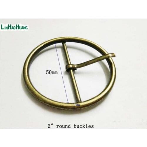20pcs/lot 50mm 2inch metal alloy pin buckle big round belt bag buckles antique brass / Bronze color free shipping 2016120301