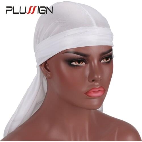 2020 Black White Durag Cap Satin Du-Rag Comfortable Ultra Stretch Stretchable Mesh Breathable Knitted Bandanna Cap