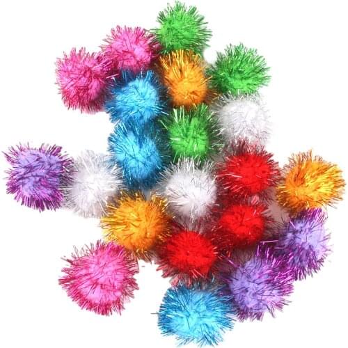 21pcs Tinsel Pompom Ball for Kids Cat Dog Toys DIY Decoration 3.5cm