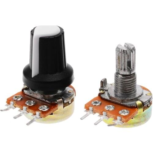 5 PCS New 10K OHM 15mm Resistor Potentiometer With White Knob Caps 3Pin Linear Mono Stereo Pot Rotary Potentiometer