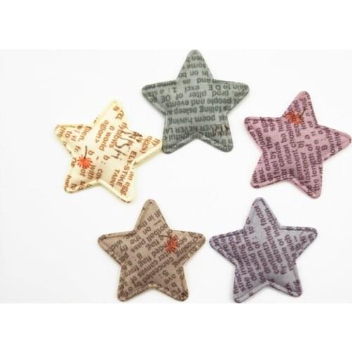 50Pcs/LOT 3.5CM Letter Print Fabric Padded Star Appliques for DIY Hat Clothes Leggings Sewing Supplies Headwear Decor Patches