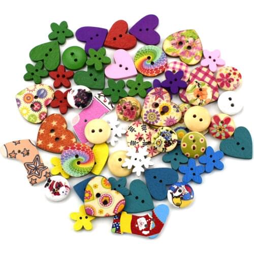 500PCS Mixed 2 Holes Multicolor Wood Sewing Buttons for Kids Clothes Scrapbooking Decorative Botones Needlework DIY Accessories