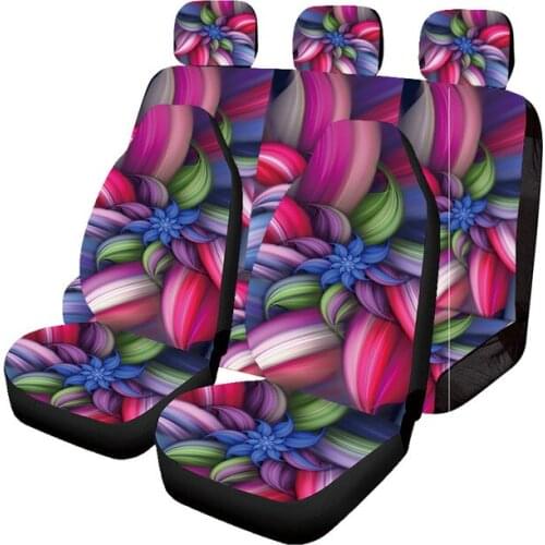 Aimaao Universal Car Seat Cover Personalized 3D Flower Abstract Pattern Split Bench Protection Fit for Auto Truck Van SUV