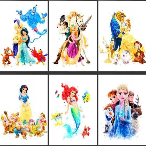 Disney 5D Diamond Painting Disney Cartoon Character Princess Full Drill Square Diamond Embroidery Cross Stitch Home Decoration