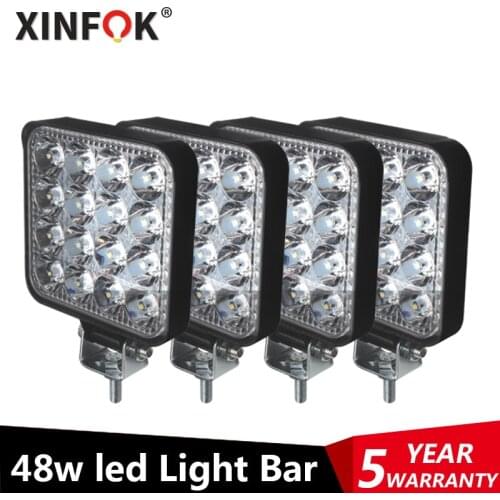 Car LED Bar Worklight 48W Offroad Work Light 12V Light Interior LED 4x4 LED Tractor Headlight Spotlight for Trucks For ATV