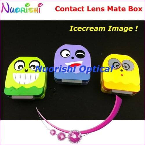 Free Shipping 10pcs Icecream Image Contact Lens Mate Box with Mirror C509 contact lens case