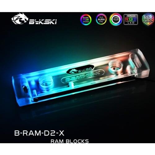 Bykski PC water cooling Memory card cooler Ram Water Block Acrylic Cover Support Two Ram Channel RBW RGB B-RAM-D2-X