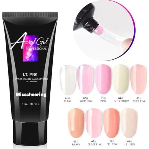 15ml/30ml 9 Colors Nail Gel Acrylic Gel Polish Pink Clear Crystal Gel Without Paper Support Painless Quick Extension Nail Art#56