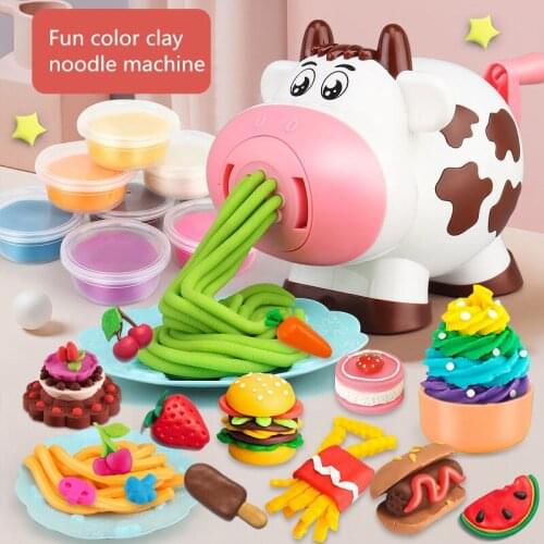 Play House Piggy Cow Noodle Machine Puzzle DIY Color Clay Barber Plasticine Toy