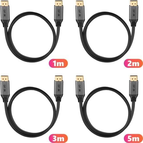 Display Port Extend Adapter 1.4 Cable DP Male to DP Male Cord DisplayPort Supports 8K 60Hz 4K 144Hz 165Hz 3D HDR