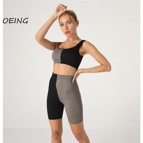 Yoga Set Patchwork Lounge Wear Set 2021 Fitness Clothing Workout Clothes for Women 2 Piece Set Women
