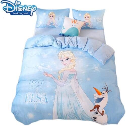 Disney Frozen Elsa bedding set blue color speed flannel Duvet Cover sheet twin PillowCases Single Size Bed Linen For girls