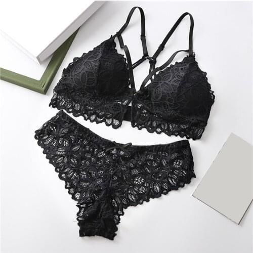 Women Lace Bra Sets Seamless Underwear Backless Vest Sexy Panties Lingerie Padded Bralette Ultrathin Briefs Female Intimates