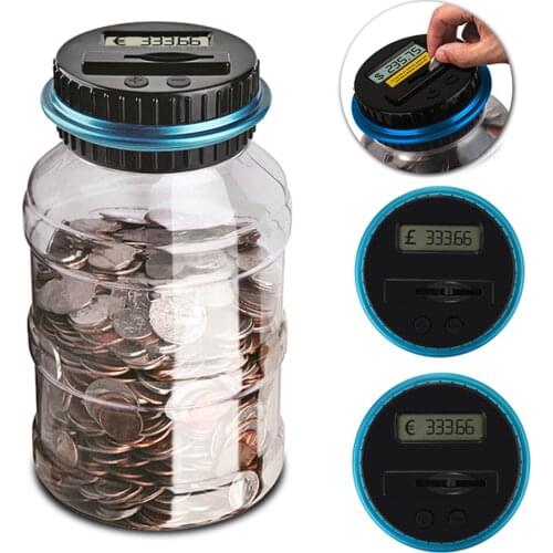 Piggy Bank Counter Coin Electronic Digital LCD Counting Coin Money Saving Box Jar Coins Storage Box For USD EURO GBP TWD Money