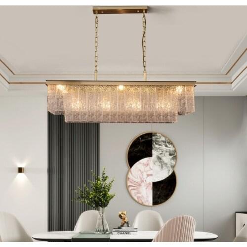 Postmodern creative dining room bar dining room chandelier simple personality all copper light luxury chandelier