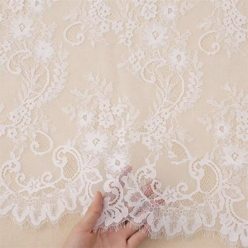 3M/ lot High quality black white phoenix nylon eyelash lace fabric 150cm wide lace manual diy clothes accessories