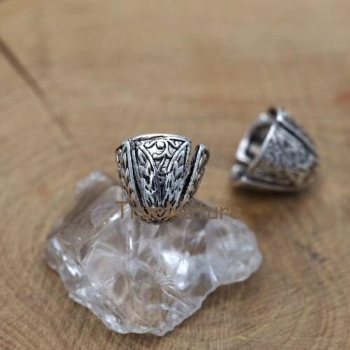 Antique Silver Copper Accessory Cap, Tassel Tulip Jewelry Findings Cap, Wholesale Products Jewelry Making In 15*12 mm FC7879