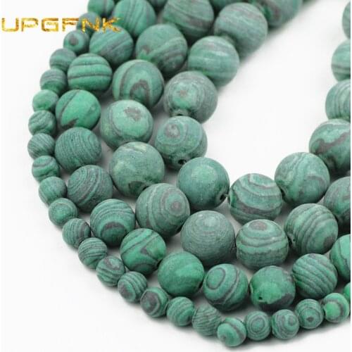 Matte Green Malachite Peacock Natural Stone 4/6/8/10/12mm Round spacers Loose beads for jewelry making DIY Bracelet accessories