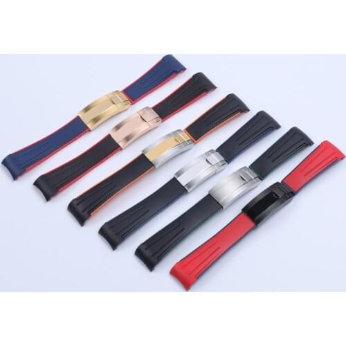 The new Curved End High-quality Silicone Rubber Watch band For Role strap RX Daytona Submariner GMT Explorer 2 Bracelet 20mm
