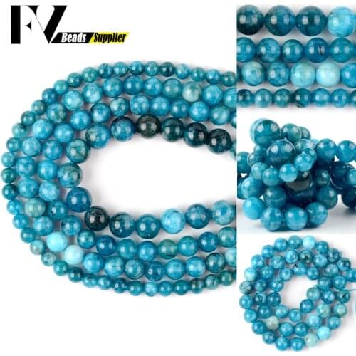 Natural Stone Blue Chalcedony Apatite Beads Round Loose Spacer Beads For Jewelry Making Diy Bracelet Accessories 4 6 8mm 15
