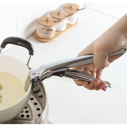 2021 New Stainless Steel BBQ Grill Grate Lifter Gripper Anti-Hot Plate Pan Clamp Clip