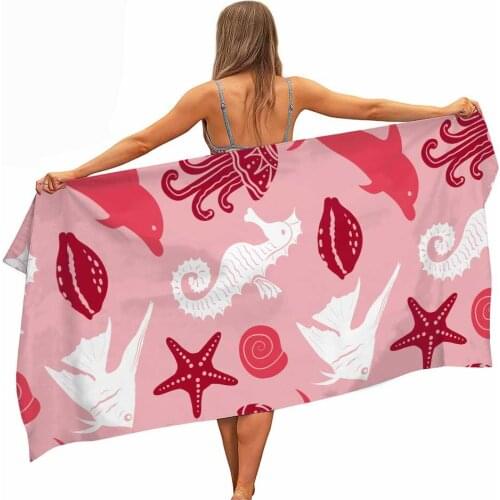 Sea horse Octopus Dolphin Microfoam Pool Beach Towel Portable Fast Dry Sand Outdoor Travel Floating Yoga mat ceiling