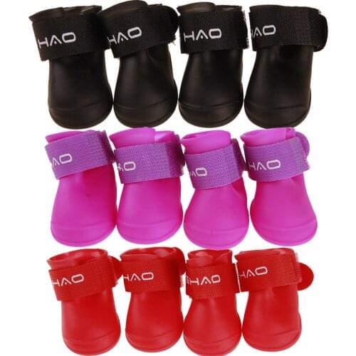 4pcs/lot Pet Dog Rain Shoes for Dogs Booties Rubber Portable Anti Slip Waterproof S/M/L/XL/XXL for Pets Dog Cat Rain Shoes
