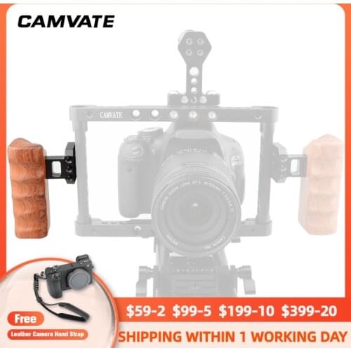 CAMVATE Rosewood Handle Grip (Right & left) With Aluminum Alloy Connector For DV Video Cage,RED Camera, Red Rig, DSLR Camera Rig