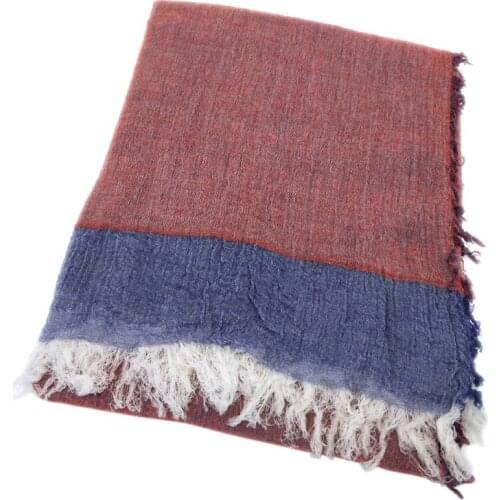 Silk wool cashmere blend women fashion patchwork color plaid scarfs shawl pashmina 75x200cm 4side small fringed