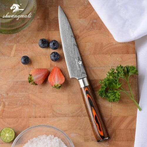 Shuangmali 5 Inch Utility Paring Knife 420 Stainless Steel Laser Pattern Kitchen Slicing Knives Vegetable Cleaver Fruit Knife