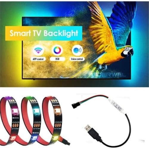 USB Controller + DC 5V WS2812B WS2812 Led Strip Individually Addressable Smart RGB Led Strip Black/White PCB 1m 2m 3m 4m 5m