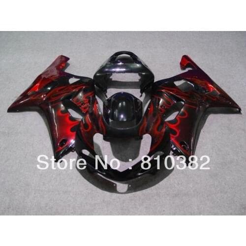 Hi-grade Fairing kit for GSXR600 750 01 02 03 GSXR 600 GSX-R750 K1 2003 2001 2002 red flames black ABS Fairings set SM34