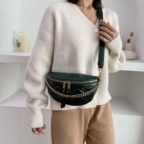 Women Chest Bags Fashion Chains Pu Leather Messenger Bag For Women 2020 New Girls Crossbody Bag Ladies Belt bag Pocket Handbags