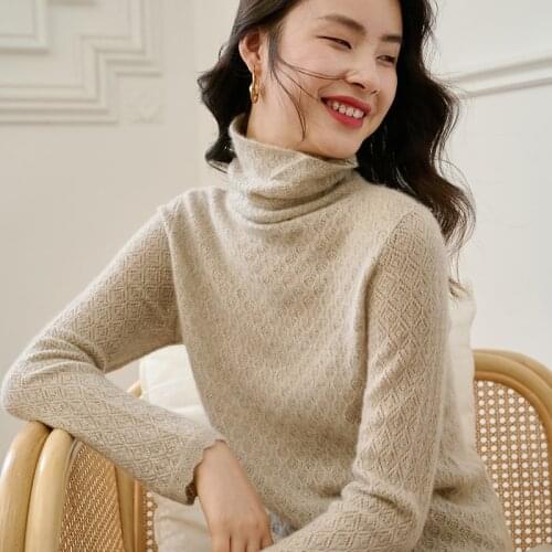 Spring Autumn 2021 Women Turtleneck Pullover 100% Cashmere Sweaters Knitted Soft Warm Jumper Winter Women Clothes S-2XL 5 Colors