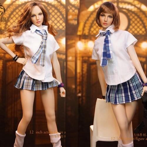 1/6 Female soldier student uniform suit shirt tie pleated skirt model for 12 inch action figure