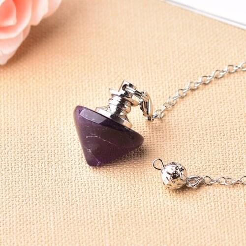 1PC Natural Fashion Simple Pendant Crystal Pendulum Reiki Healing Stone Amethyst For Men Women Mineral Jewelry Wicca Amulet