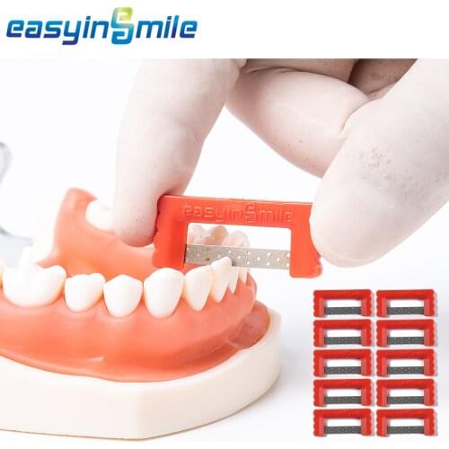 10 Pcs/Pack Orthodontic Interproximal Reduction Strips Dental Lab Clinic Polishing Double-sided Diamond Coated Thickness 0.2 MM