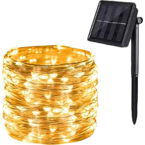 10m/20m Solar Led String Light Silver Wire Outdoor Fairy Garland Waterproof Christmas Party Garden Pathway Decor holiday Lights