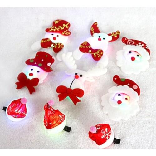 Christmas LED Light Luminous Pin Hairpin Brooches Plush Snowman Deer Santa Party Ornament supply Xmas favor