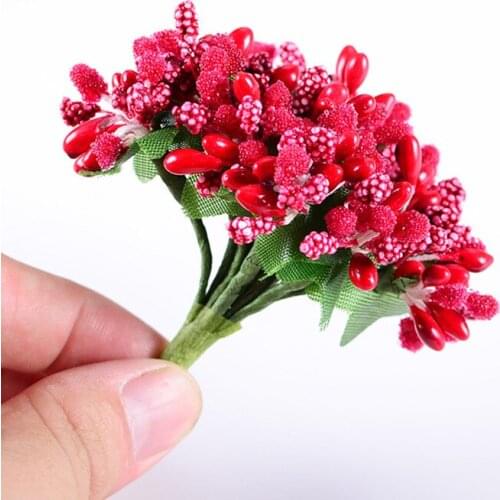 12Flowers/Bunches Artificial Flower Stem/Leaves DIY Wreath Wedding Decoration Bride Holding Flowers P0.2