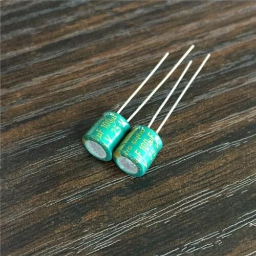 200pcs 100uF 25V SANYO 6.3x7mm Low profile Good Quality 25V100uF Aluminum Electrolytic Capacitors