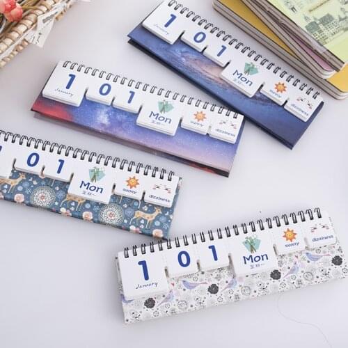 2021 Year Cute Cherry Blossoms and Starry Sky Desk Calendar Tearing Perpetual Calendars