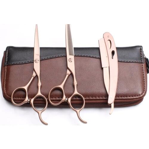 3Pcs/Set C9030 6.0'' Customized Brand Professional Hairdressing Human Hair Scissors Razor + Cutting Shears + Thinning Scissors