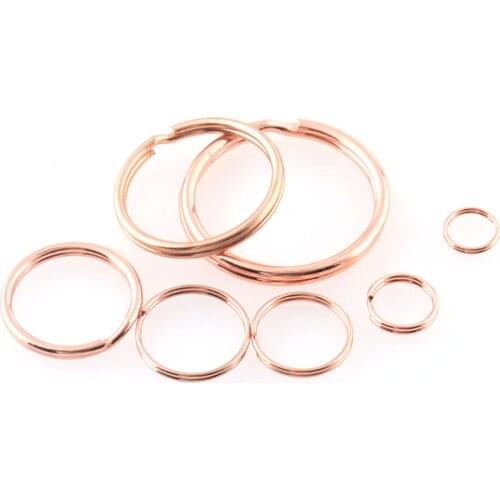 9-30mm Rose gold metal Split ring key ring key chain for belt backpack hardware Split Ring for Key Chain accessories 50pcs