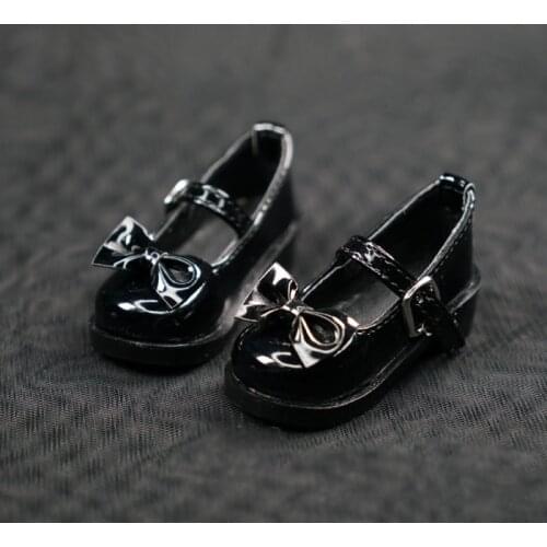 BJD doll shoes suitable for 1-3 1-4 1-6 size shoes all-match bright leather buckle bow student shoes doll accessories